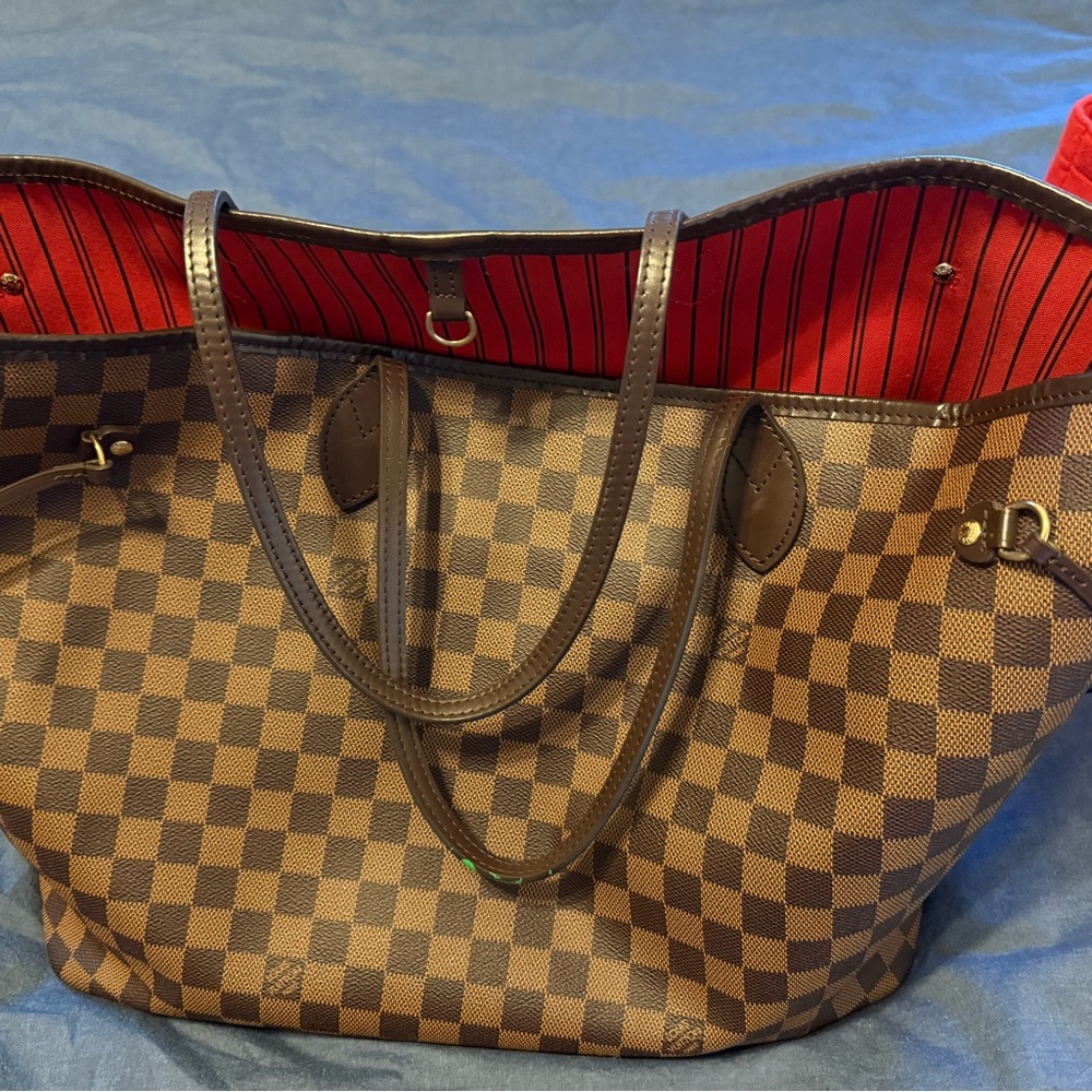Brown Checkered Tote Bag
